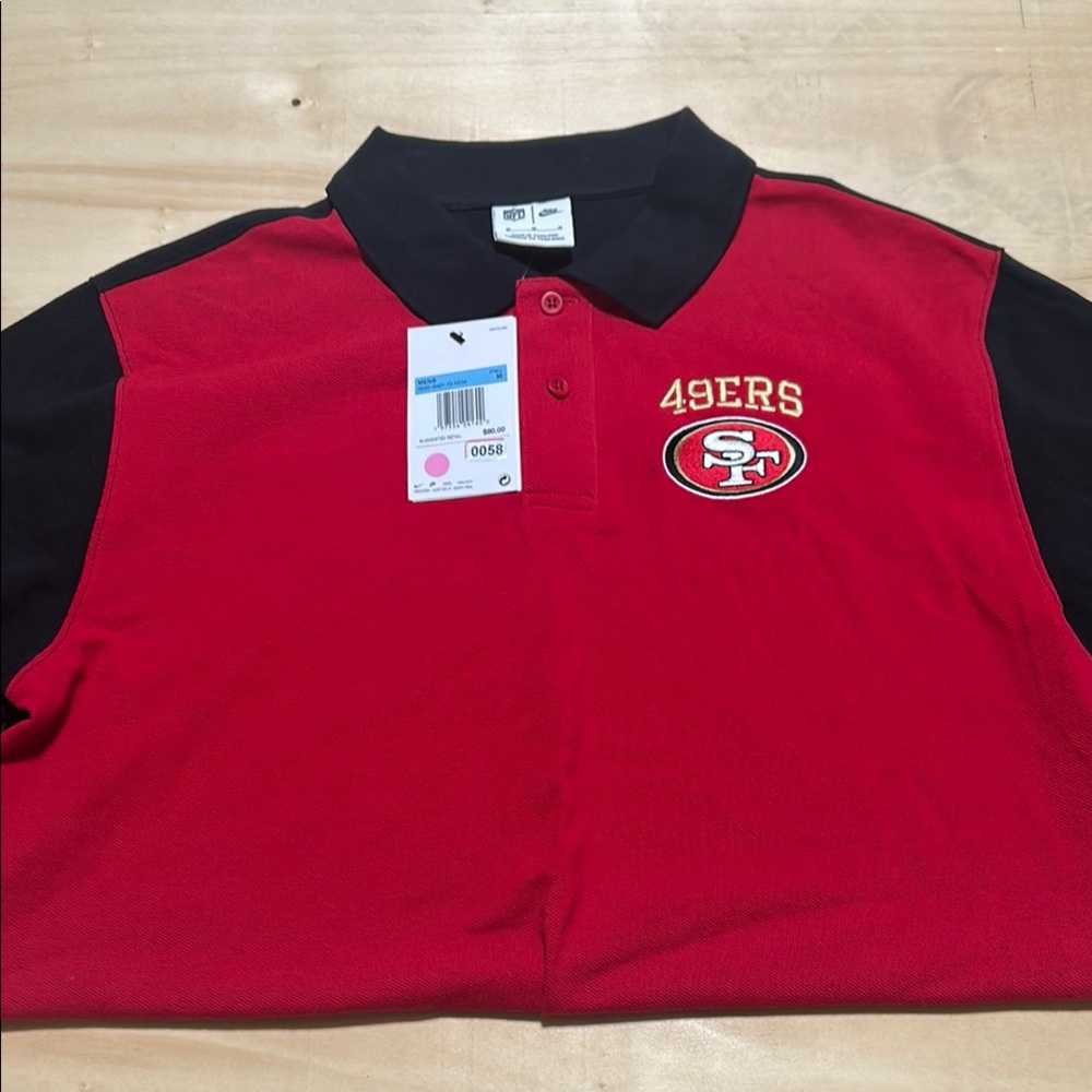Nike NFL San Francisco 49ers Polo Shirt Mens Medium Red Black 024D-048Y-73-NDM